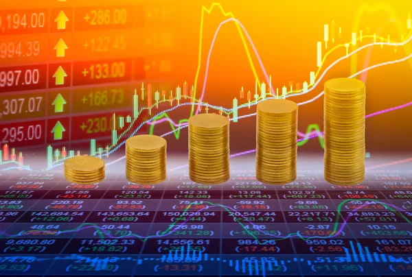 Financial data on a monitor,Stock market data on LED display con — Stock Photo, Image