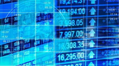 Finansal veriler bir monitörde borsa veriler üzerindeki Led con görüntüler.