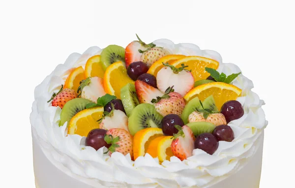 과일 짧은 케이크 클리핑 패 트와 흰색 절연의 클로즈업 — 스톡 사진