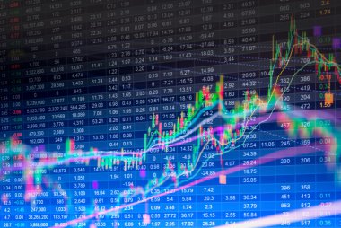 Finansal veriler bir monitörde borsa veriler üzerindeki Led con görüntüler.