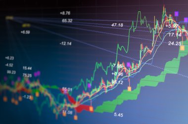 Finansal veriler bir monitörde borsa veriler üzerindeki Led con görüntüler.