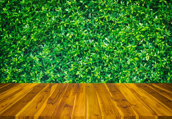 Textura de madera y fondo de hoja verde — Foto de Stock