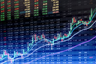 Finansal veriler bir monitörde borsa veriler üzerindeki Led con görüntüler.