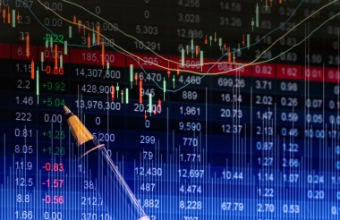 Finansal veriler bir monitörde borsa veriler üzerindeki Led con görüntüler.