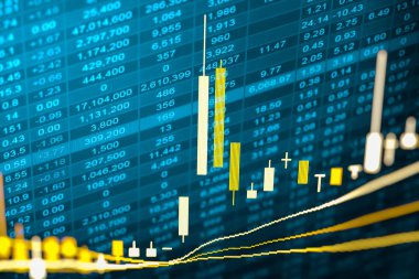 Finansal veriler bir monitörde borsa veriler üzerindeki Led con görüntüler.