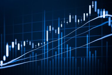 Finansal veriler bir monitörde borsa veriler üzerindeki Led con görüntüler.