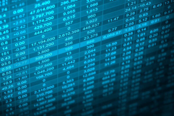 Financial data on a monitor,Stock market data on LED display con