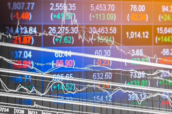 Borsanın monitör, mum çubuğu grafiğindeki finansal veriler ,