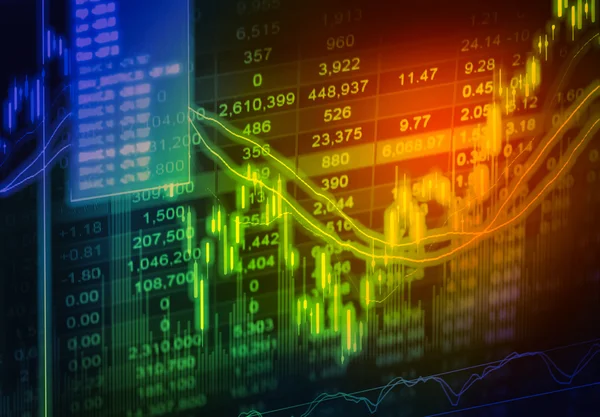 Dados financeiros em um monitor, dados do mercado de ações em display LED con — Fotografia de Stock