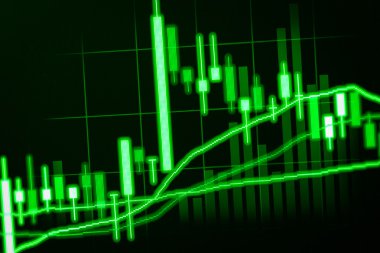 Financial data on a monitor,candle stick graph of stock market , clipart