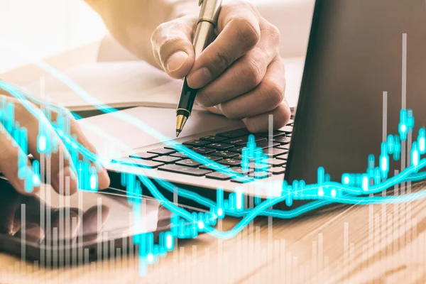 Borsa veri ve hisse senedi analizi göstergesi ile mali grafiğini çizin. Mum çubuk grafik grafik hisse senedi piyasasının, borsa verileri grafik grafik Led ekran kavramı üzerinde.