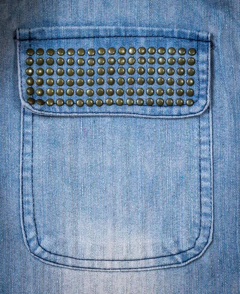 Närbild av textur bakgrund jean, Pocket detalj — Stockfoto