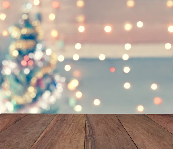 Ahşap tahta ışıltı bokeh Noel Tema vintage sesi ile. Ben