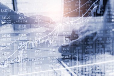 Finansal yatırım konsepti için uygun borsa veya önx ticaret grafiği ve şamdan grafiği. Ekonomik trendler iş fikri ve tüm sanat tasarımı için arka plan. Soyut finans arkaplanı.