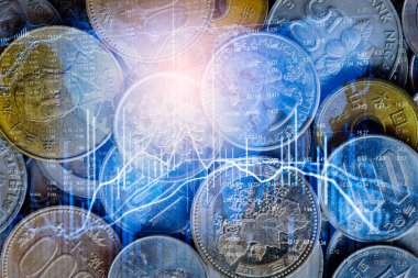 Finansal yatırım konsepti için uygun borsa veya önx ticaret grafiği ve şamdan grafiği. Ekonomik trendler iş fikri ve tüm sanat tasarımı için arka plan. Soyut finans arkaplanı.