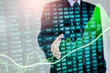 Finansal yatırım konsepti için uygun borsa veya önx ticaret grafiği ve şamdan grafiği. Ekonomik trendler iş fikri ve tüm sanat tasarımı için arka plan. Soyut finans arkaplanı.