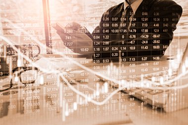 Finansal yatırım konsepti için uygun borsa veya önx ticaret grafiği ve şamdan grafiği. Ekonomik trendler iş fikri ve tüm sanat tasarımı için arka plan. Soyut finans arkaplanı.