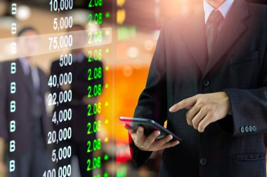Finansal yatırım konsepti için uygun borsa veya önx ticaret grafiği ve şamdan grafiği. Ekonomik trendler iş fikri ve tüm sanat tasarımı için arka plan. Soyut finans arkaplanı.