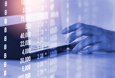 Finansal yatırım konsepti için uygun borsa veya önx ticaret grafiği ve şamdan grafiği. Ekonomik trendler iş fikri ve tüm sanat tasarımı için arka plan. Soyut finans arkaplanı.