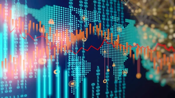 Finansal yatırım konsepti için uygun borsa veya önx ticaret grafiği ve şamdan grafiği. Ekonomik trendler iş fikri ve tüm sanat tasarımı için arka plan. Soyut finans arkaplanı.