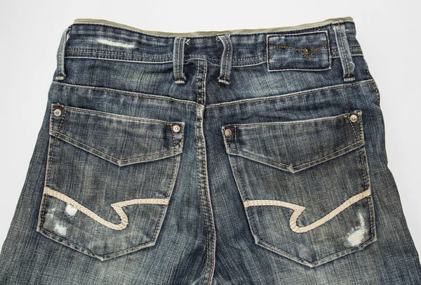 Detalhe de calças de ganga azuis traseiras — Fotografia de Stock
