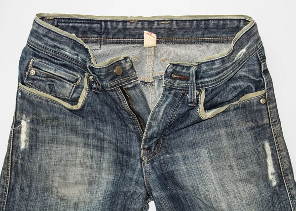 Detail van front blue jeans — Stockfoto