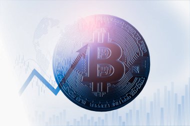Modern bir takas yöntemi. Bitcoin küresel ekonomi piyasasında uygun bir ödemedir. Sanal dijital para birimi ve finansal yatırım ticaret kavramı. Altın bitcoin arka planına sahip soyut kripto para birimi.
