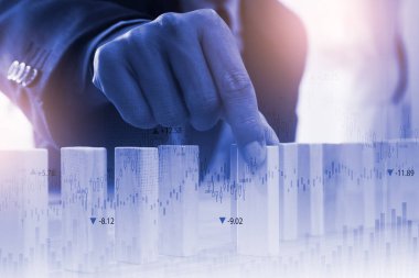 Finansal yatırım konsepti için uygun borsa veya önx ticaret grafiği ve şamdan grafiği. Ekonomik trendler iş fikri ve tüm sanat tasarımı için arka plan. Soyut finans arkaplanı.