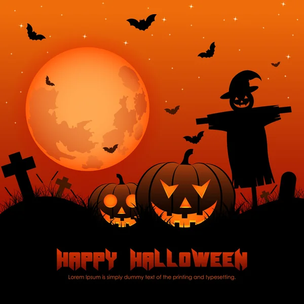 Fondo de Halloween con siluetas — Vector de stock