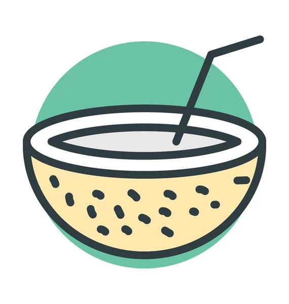 Bebida de coco Vector Icono — Vector de stock