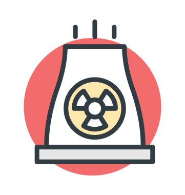 Nükleer santral renkli vektör simgesi