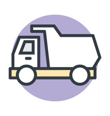 Damperli kamyon renkli vektör simgesi