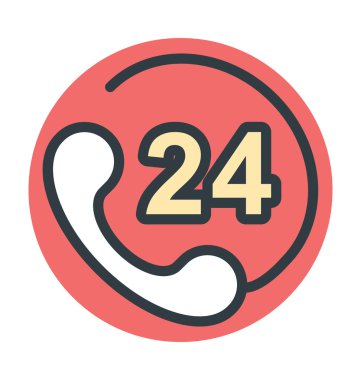 Yirmi dört saat hizmet renkli vektör simgesi