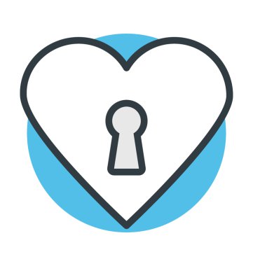 Kalp anahtar yuvası renkli vektör simgesi