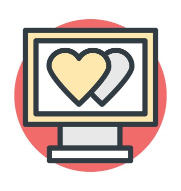 Online aşk renkli vektör simgesi