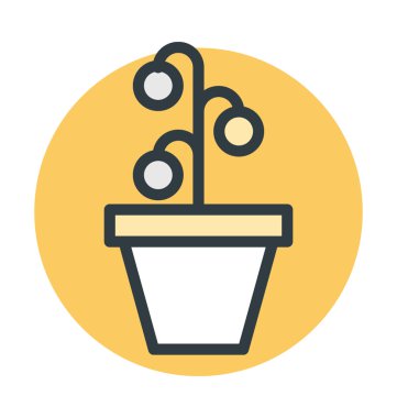 Pot bitki renkli vektör simgesi