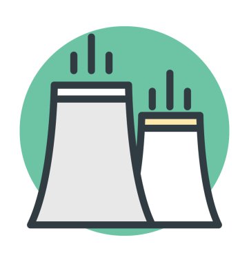 Nükleer santral renkli vektör simgesi