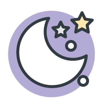 Gece renkli vektör simgesi