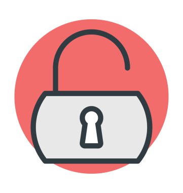 Açık asma kilit renkli vektör simgesi.