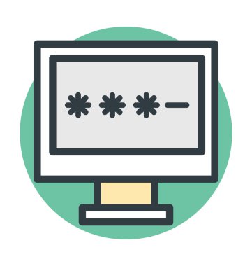Bilgisayar parola renkli vektör simgesi