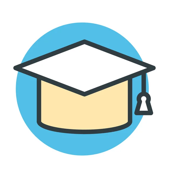 Mortarboard färgad vektor Icon — Stock vektor