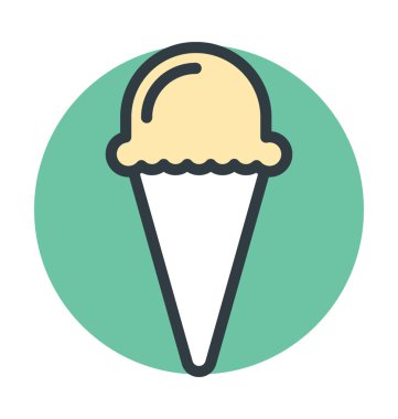 Dondurma koni renkli çizgi vektör simgesi