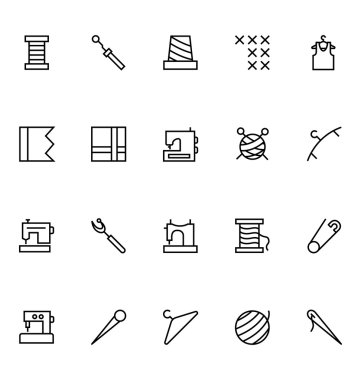 dikiş hattı vektör simgeler 3