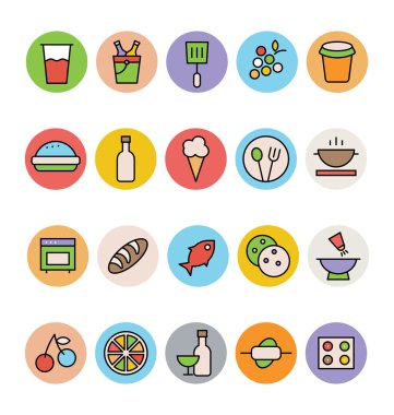 Gıda vektör simgeler 2 renkli