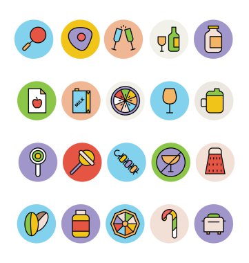 Gıda vektör simgeler 10 renkte