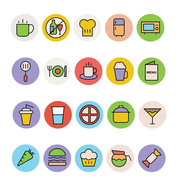 Food Colored Vector Icons 1 — Stock Vector