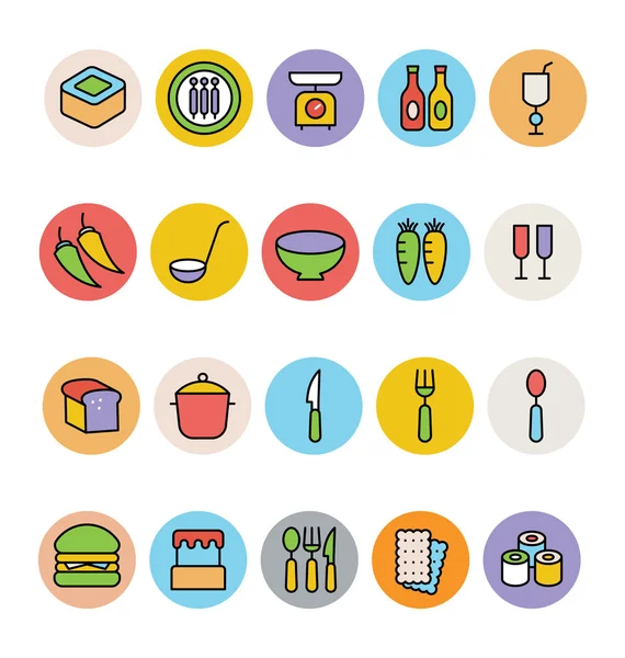 Ícones vetoriais coloridos de alimentos 11 — Vetor de Stock