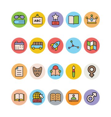 Eğitim vektör simgeleri 8 renkli