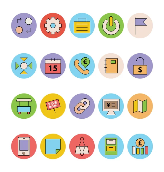 İş ve Ofis Renkli Vektör Simgeleri 10