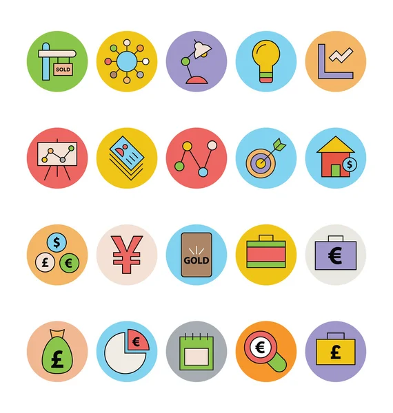 İş ve Ofis Renkli Vektör Simgeleri 12